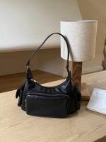 Bolso De Hombro Retro Negro Para Mujer Estilo Punk Motociclista Bolso De Mano PU Con Forro De Poliéster Bolsa De Commuting - details 0