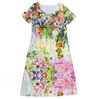 Vestido Largo Elegante Para Mujer Con Estampado Allover Manga Corta Y Rotura Para Primavera Verano Vestido De Fiesta Casual - details 15