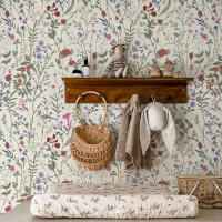 Papel Tapiz PVC Floral Beige Pálido Adhesivo Para Cocina Baño Decoración De Pared Resistente Al Agua Y a La Humedad Estilo Pastoral - details 2