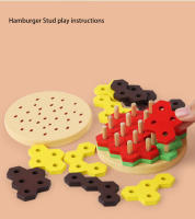 Bloques De Construcción De Hamburguesa Montessori Juguete Educativo Temprano De Madera Para Reconocimiento De Colores Y Juego De Alineación Geométrico Para Niños De 4 a 12 Años - details 4