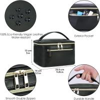 Neceser de Cuero Vegano para Maquillaje y Cosméticos de Viaje con Compartimento para Brochas - Organizador de Maquillaje Resistente Al Agua - details 0