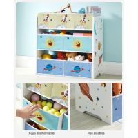 Estantería infantil con 7 cajas de tela, librería y organizador de juguetes, blanco, gris tórtola, 29,5x62,5x60 cm - details 2