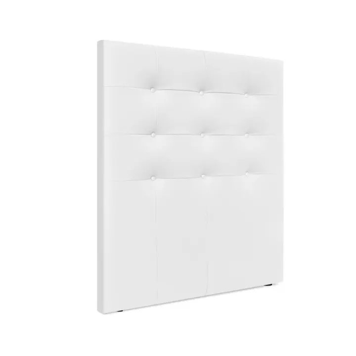 DHOME Cabecero Capitoné hasta el Suelo Cabezal 8cm tapizado ACUALINE Tela y Polipiel para Cama Dormitorio (Blanco Polipiel) - 1