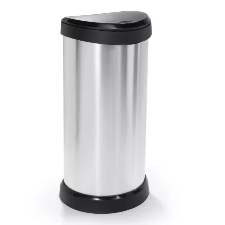 Curver Papelera de Pedal Ovalada Plateada Basura Contenedor Reciclaje Capacidad 5 l, 40 l - 1