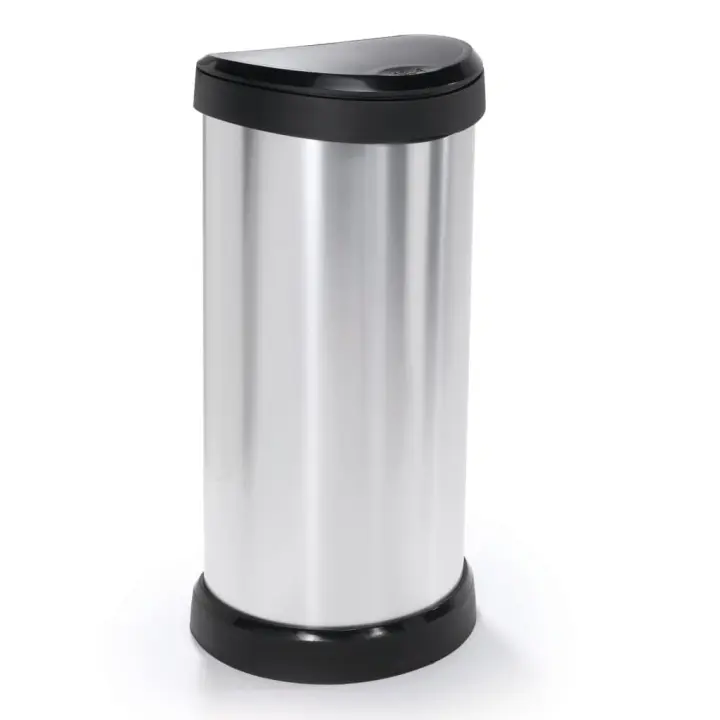 Curver Papelera de Pedal Ovalada Plateada Basura Contenedor Reciclaje Capacidad 5 l, 40 l - 1