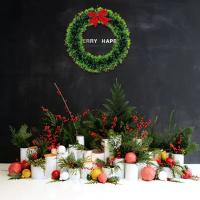 Adorno Navideño De Encaje De Navidad DIY Guirnalda Artificial Con Lazo Para Decoración De Puertas Y Paredes - details 2