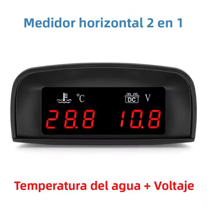 Medidor Digital LCD Universal Para Coche 2 En 1 Con Nivel De Combustible Temperatura Y Voltaje 12v RPM Tachometer 9~36v - 1