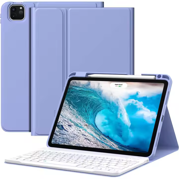 Funda con Teclado Español Ñ Inalámbrico Bluetooth Compatible con iPad Air 5/4 10,9 2022/2020 / iPad Air 11" (M2) 2024/iPad Pro 11 2022/2021/2020/2018, Funda Protectora Delgada con Ranura de Lápiz, Funda Teclado Español Ñ Bluetooth Desmontable iPad Air 5/4 - 1