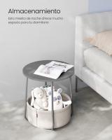 Mesa Auxiliar Redonda con Cesta de Tela - Espaciosa Mesa Lateral para Salón, Dormitorio o Mesita de Noche, Estilo Moderno, Disponible en Varios Colores - details 24