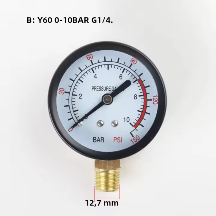 Gauge De Presión Y60 0-1.6Mpa 0-230PSI Para Filtro De Piscina Medidor De Presión De Agua Para Compresor De Aire Y Bomba De Aire Piezas De Repuesto - 1