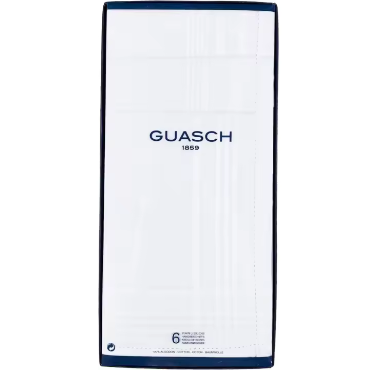 Guasch Pañuelos Caballero 6 Uds 100% Algodón Blancos Fabricado en España - 1