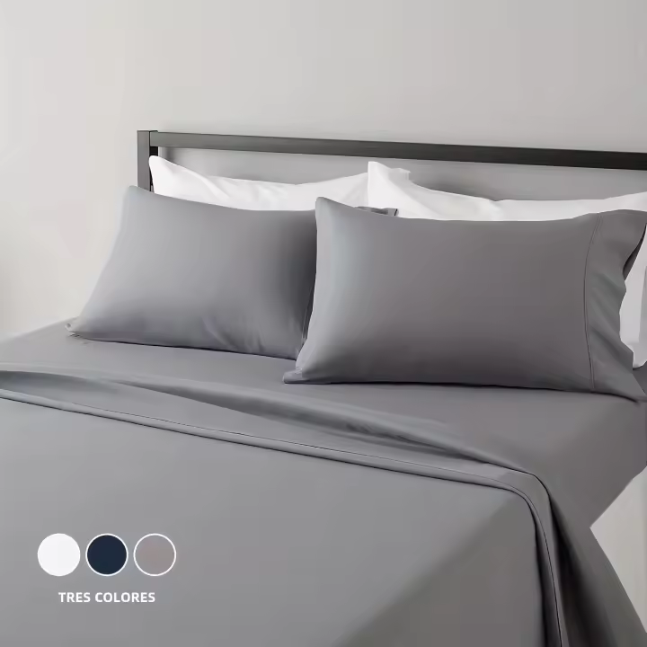 Juego De Sábanas Hoteles Lujo Transpirables Y Refrescantes Extra Suaves Fácil Ajuste 3/4 Pieza Sábanas De Microfibra 100TC Todas Las Estaciones - 1