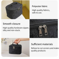 Bolso De Cosméticos Para Mujer Rosa Negra Estuche Portátil De Gran Capacidad Con Cierre De Doble Cremallera Y Flap - details 7