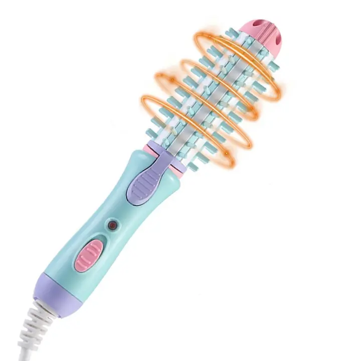 Herramientas de cerámica eléctricas del pelo del hierro que se rizo para lisar sistemas cosméticos Cepillo redondo calentado del anticalor del cepillo del curling mini para el pelo corto - 1