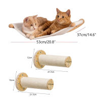 Juego De 3 Piezas De Hamaca Para Gatos Con 2 Postes De Rasguño Muebles Para Mascotas De Interior Soporte De Pared Cama De Percha Para Gatos - details 1