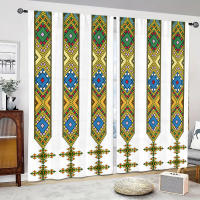 Cortinas Modernas De Lujo Eritrea/Etiopía 2024 Diseño Saba Y Telet Cortina Con Gancho Para Sala De Estar 2 Piezas Translúcida 40%-60% - details 2