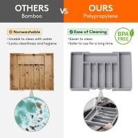 Cutlery Drawer Organiser, Expandable Utensil Tray for Kitchen, Adjustable Silverware and Flatware Holder, Compact Plastic Storage - details 2