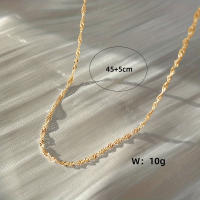 Collar De Acero Inoxidable Plateado En Oro Para Mujer Estilo Simple Cadena Clavícula Joyería Femenina Exquisita Adorno Metálico - details 0