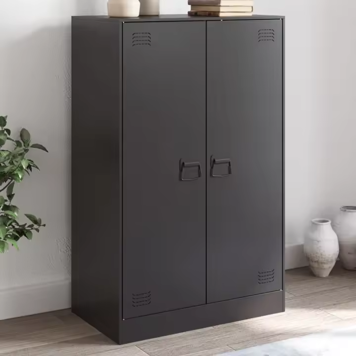 vidaXL Aparador de acero negro 67x39x107 cm - 1