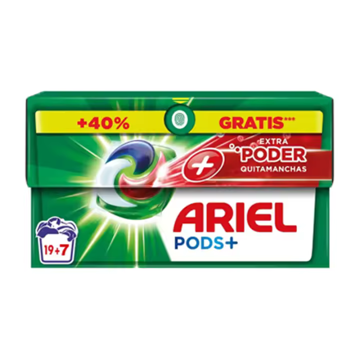 Pack De Ariel All-in-One Detergente Lavadora Líquido en Cápsulas/Pastillas,19+7 (26,52 o 78) Lavados, Más Poder Extra Quitamanchas, Limpieza Profunda - 1