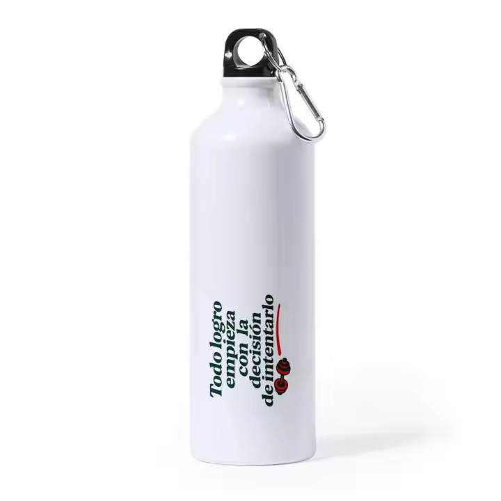 MERCHANDMANIA Bidón Grande 800 ml acero inoxidable frase motivadora gimnasio logro decision gym motivacion deporte deportivo con mosqueton botella - 1