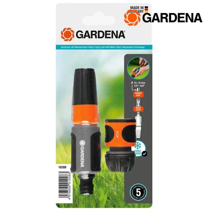 Kit Terminal de Riego Lanza Multichorros+Conector 13mm (1/2") 15mm (5/8") (Blíster) Gardena - 1
