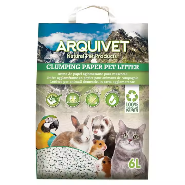 Arena aglomerante de papel para gatos Clumping Paper Pet Litter - 6L Arquivet - 1