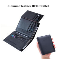 Cartera De Cuero Genuino Para Hombres Organizadora Vertical Tres Plegables Portatarjetas Antirrobo Con Cremallera Monedero - details 6
