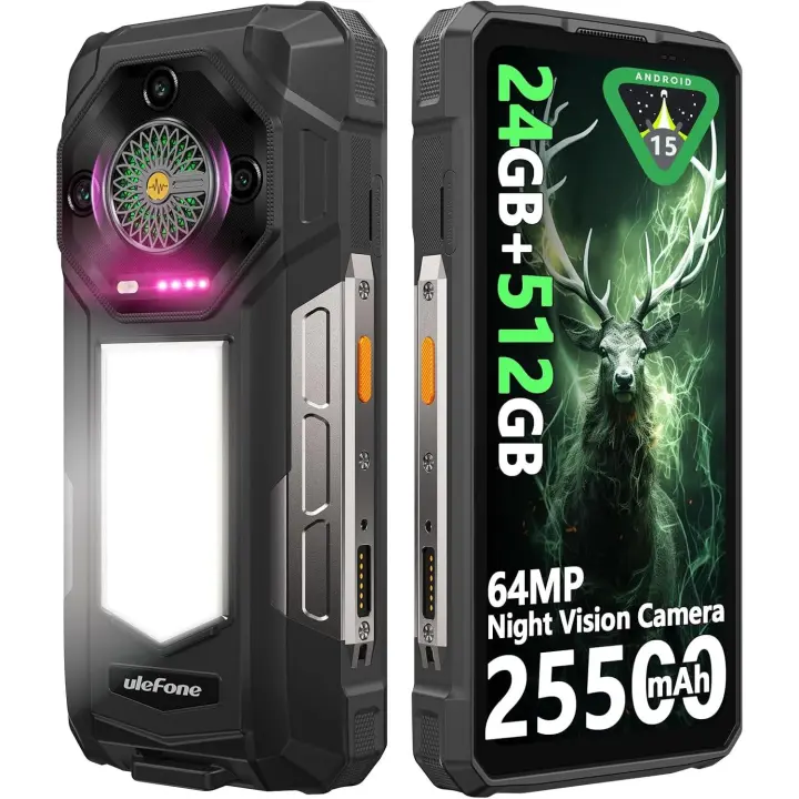 Ulefone Armor 33 5G AI Smartphone 25500mah 24GB 512GB Android 15 telemóvel resistente 6,95" FHD+ 120Hz Preto - 1