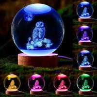Lámpara De Noche Ornamento De Hogar 3D Erizo De Cristal Con Grabado Láser De Colores Regalo Festivo Para Amigos Y Familia - details 2