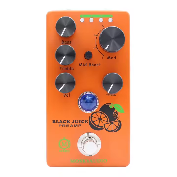 Pedal De Efectos Mosky Audio Black Juice Preamp Overdrive Para Guitarra Y Bajo Cuatro Modelos Con Bypass Verdadero Control Por Knob - 1