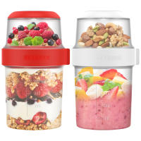 2Pcs Tazas De Desayuno Para Avena Cereal Yogur Ensalada Contenedor Jars Salsa Tupper Bento Almuerzo Caja De Comida Ecológico Resistente Al Desbordamiento - details 0