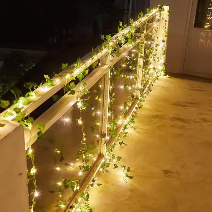 Lámpara De Cadena Solar De Hojas Artificiales Y Flores Para Decoración De Jardín Y Bodas Fiesta Exterior Puerta Cortina - 1