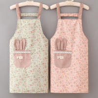Delantal De Lona Floral Pequeño Y Fresco Para Mujer Verano Transpirable Con Correa Y Bolsillos Para Cocina Y Café - details 3