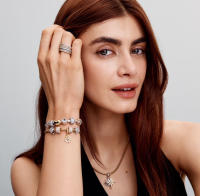 PANDORA Pulsera con cadena de estrella de los deseos brillante y hebilla de hueso de serpiente, dulce, genial y versátil 520, regalo de San Valentín para novia - details 0