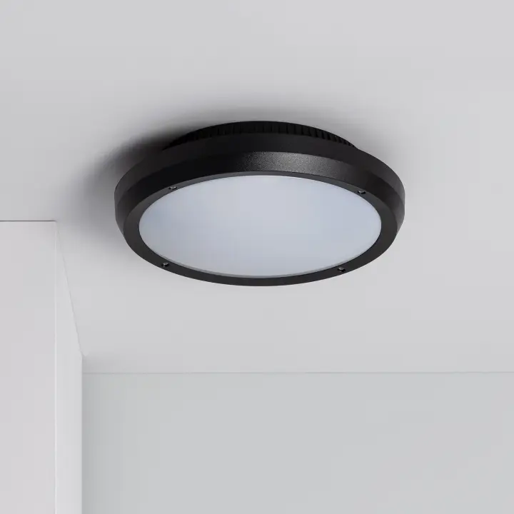 Ledkia Plafón Circular para Exterior Ø300mm IP65 Curio Negro - 1