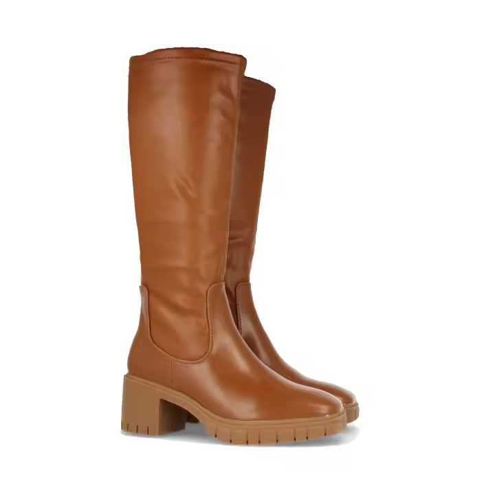 PuntoSalao Botas altas con plataforma y suela track mujer color camel - 1