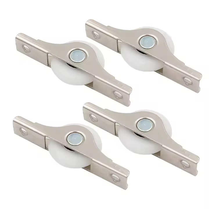 4 piezas de rodamientos de rueda para puerta de patio, rodillos de puerta, rieles de metal para puerta. - 1