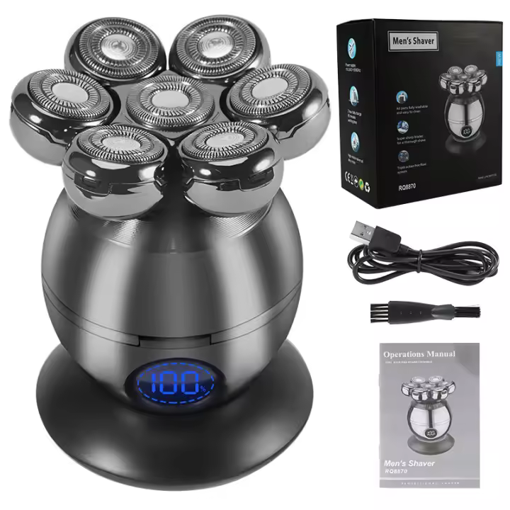 Kit De Aseo Para Hombres Cepillo Eléctrico Recargable Trimmer De Barba Y Cabello Mostrador LCD Cincel De Acero Inoxidable - 1