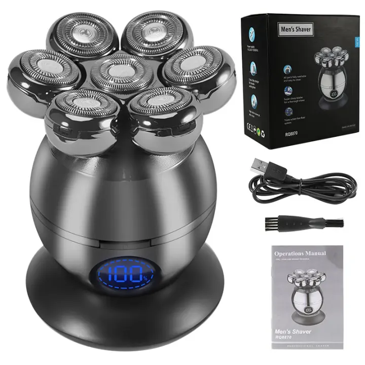 Kit De Aseo Para Hombres Cepillo Eléctrico Recargable Trimmer De Barba Y Cabello Mostrador LCD Cincel De Acero Inoxidable - 1