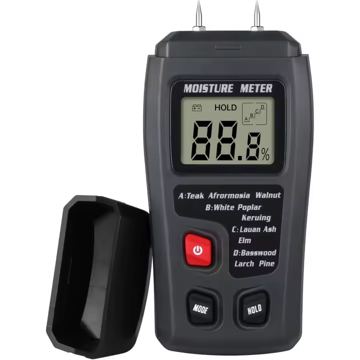 BIT Medidor de humedad de madera: detector de humedad digital LCD, detector de fugas de agua tipo pin, probador de humedad para leña, papel, carpintería (gris) - 1