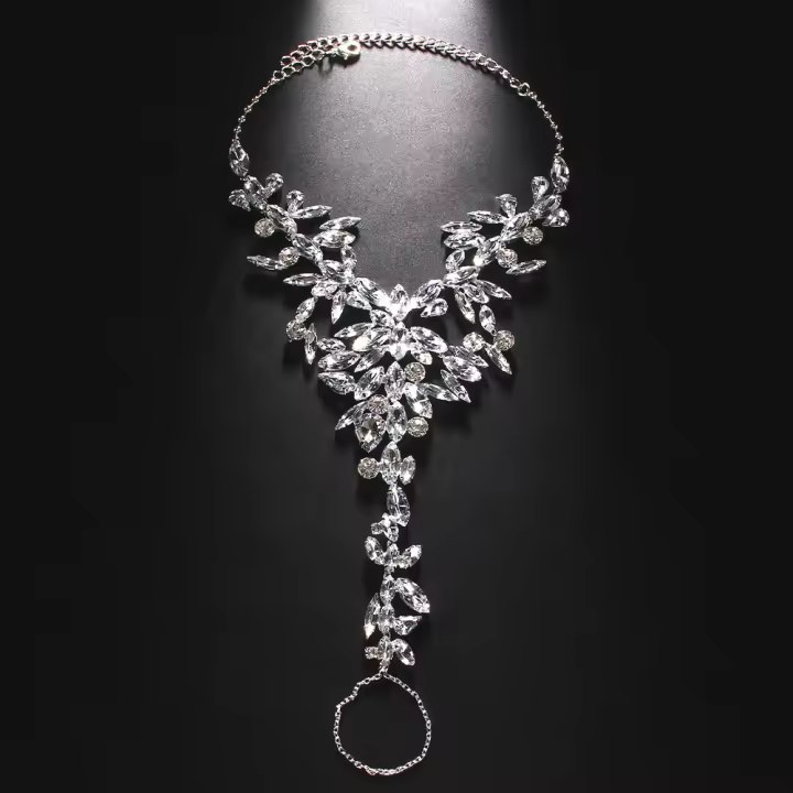 Pulsera De Dedo Bohemia Geométrica Con Cristales Para Mujer Accesorio De Pie Para Sandalias Sumersas En Agua Color Oro Plata - 1