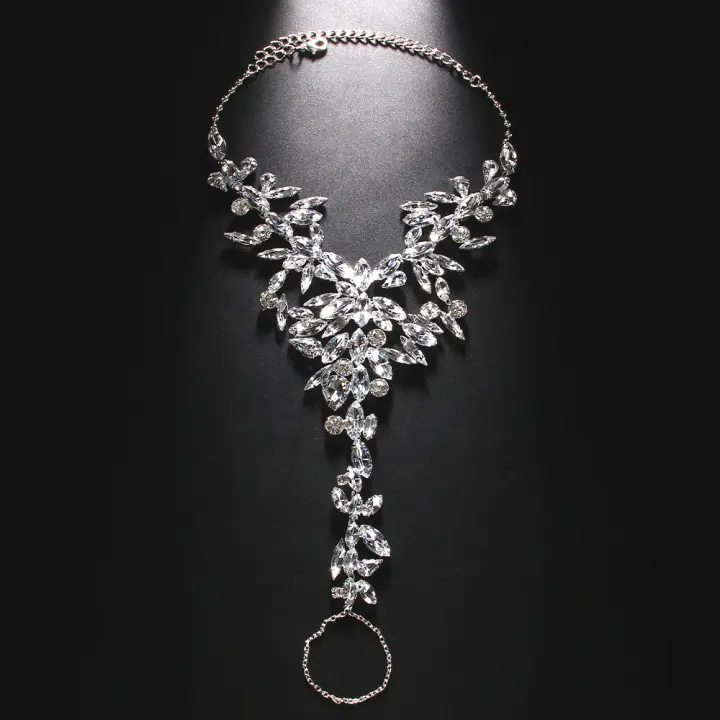 Pulsera De Dedo Bohemia Geométrica Con Cristales Para Mujer Accesorio De Pie Para Sandalias Sumersas En Agua Color Oro Plata - 1