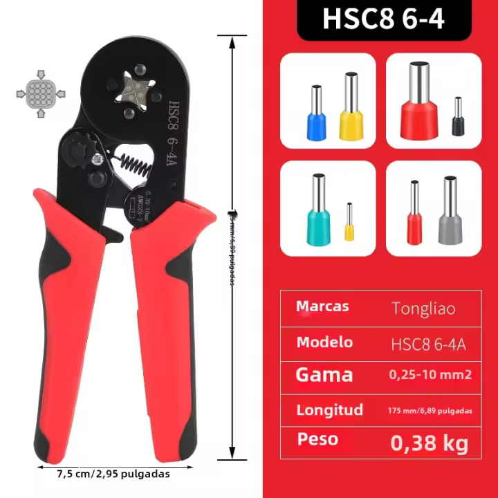 Herramienta De Crimpado De Terminales Tubulares Alicate De Ferrules HSC8 6-4 0.25-10mm² 23-7AWG Conjunto De Pinzas Para Eléctricos - 1