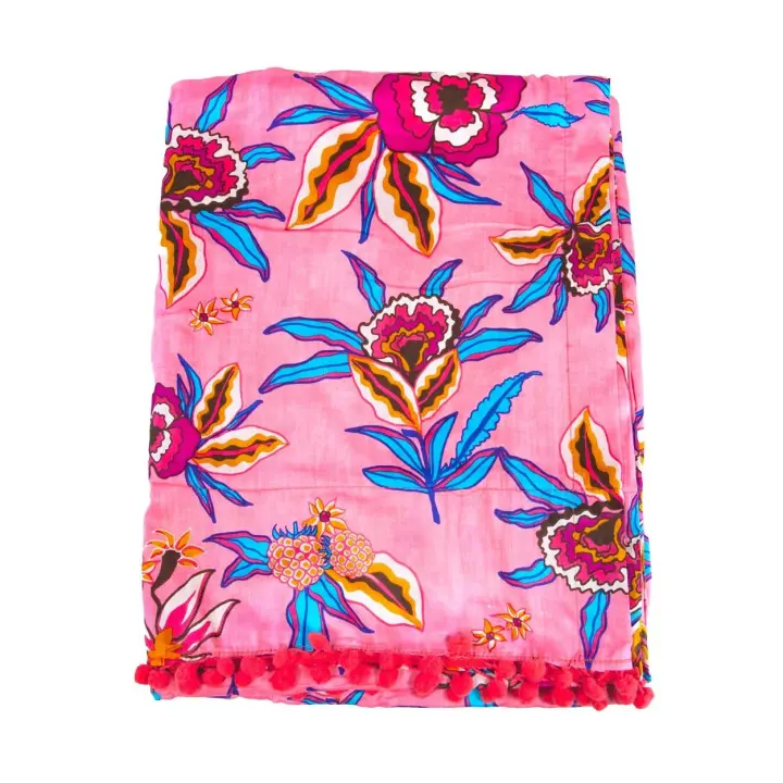 SUN & SURF Pareo Fino Estampado Flores Rosa Tendencia Moda 90X170CM  - Vestido, Sarong, Falda, Resistente, Playa Sol y Piscina - 1
