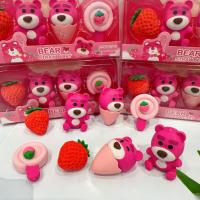 Nuevo Set De Borradores Lotso Oso Fresa Dibujos Animados Lindo Y Práctico Para Estudiantes Juguetes Infantiles De Anime Periféricos Sin Rastro Material TPR - details 4