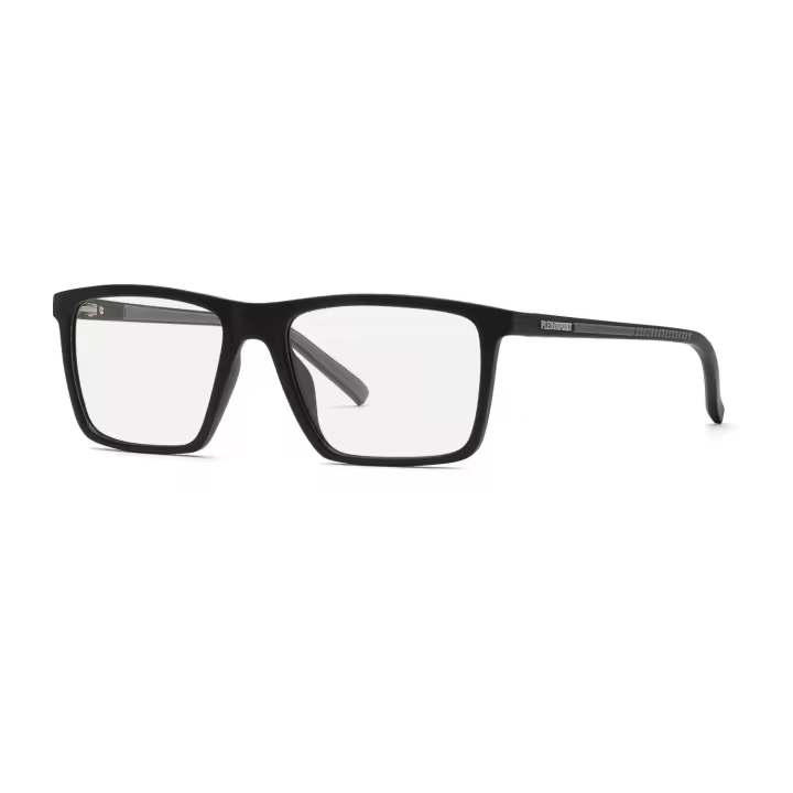 MONTURA HOMBRE PHILIPP PLEIN SPORT GAIN VSP028 0U28 54-17  Montura Acetato Negro Mate  Varilla con Detalle Gris   Forma Rectangular   Borde Completo  - 1