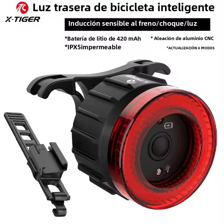 X-TIGER Lámpara Trasera De Bicicleta Inteligente Con Frenado Automático LED Impermeable Recargable Luz De Señalización Para Ciclismo - 1