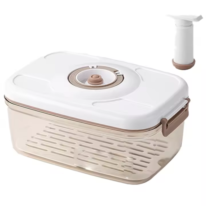 Recipiente sellado al vacío, caja de mantenimiento para el hogar, refrigerador, contenedores de almacenamiento de alimentos, organizadores de cocina drenables - 1