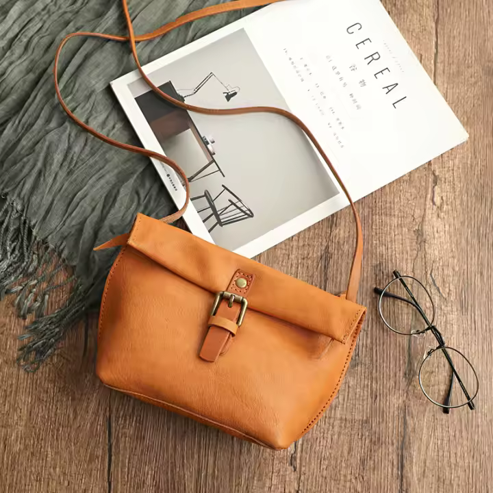 Bolso Bandolera Mujer MJ De Cuero Genuino Pequeño Bolsos Cruzados Retro Para Niñas Bolsa De Mano Suave Con Bolsillo Para Teléfono Móvil - 1